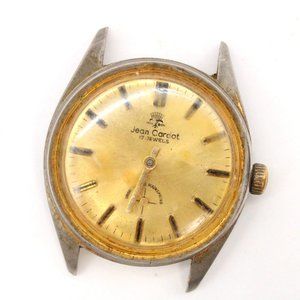 Vintage Jean Cardot Watch Mens Mechanical Wristwatch 17 Jewel Gold Tone